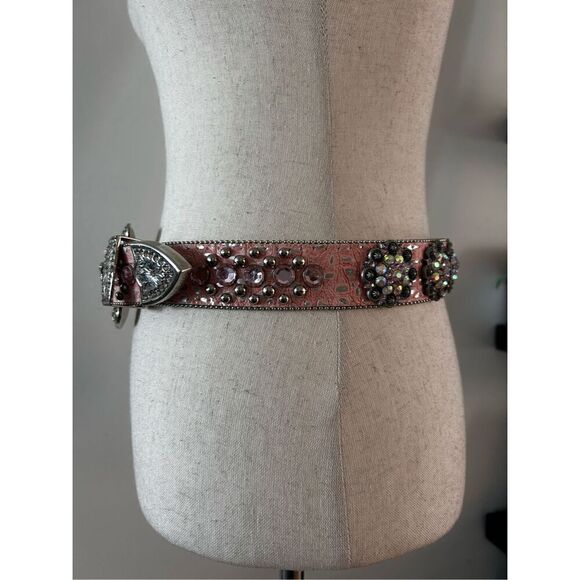 BHW Rhinestone Blingy pink leather belt western women’s belt country girl